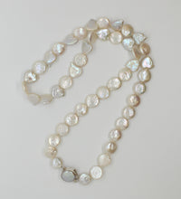 Load image into Gallery viewer, N Freshwater White Coin and Kishi Hearts Pearl Necklace
