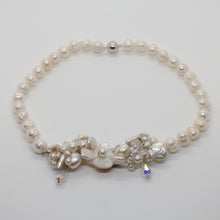 Load image into Gallery viewer, Freshwater White Ringed Baroque Pearl Necklace with Embellished Centre Piece
