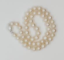 Load image into Gallery viewer, White Pearl Necklace with Pearl Clasp
