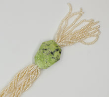 Load image into Gallery viewer, 6 Strand Seed Pearl and Natural Green Turquoise Necklace
