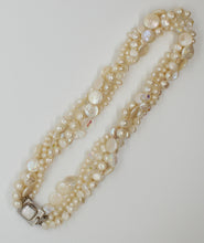 Load image into Gallery viewer, 4 Strand White Pearl and Crystal Necklace
