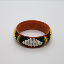 Load image into Gallery viewer, African, Bracelet Beaded, Leather Lined, #224
