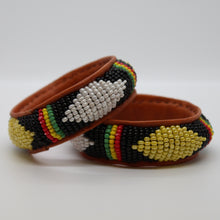 Load image into Gallery viewer, African, Bracelet Beaded, Leather Lined, #224
