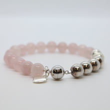 Load image into Gallery viewer, Bracelet, Sterling Silver and Rose Quartz Combination,
