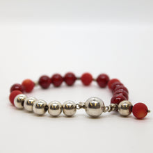 Load image into Gallery viewer, Bracelet, Sterling Silver and Red Gemstone Combination, #B206
