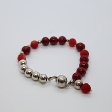 Load image into Gallery viewer, Bracelet, Sterling Silver and Red Gemstone Combination, #B206
