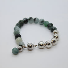 Load image into Gallery viewer, Bracelet, Sterling Silver and Green Mixed Agate Combination, #B208
