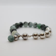 Load image into Gallery viewer, Bracelet, Sterling Silver and Green Mixed Agate Combination, #B208
