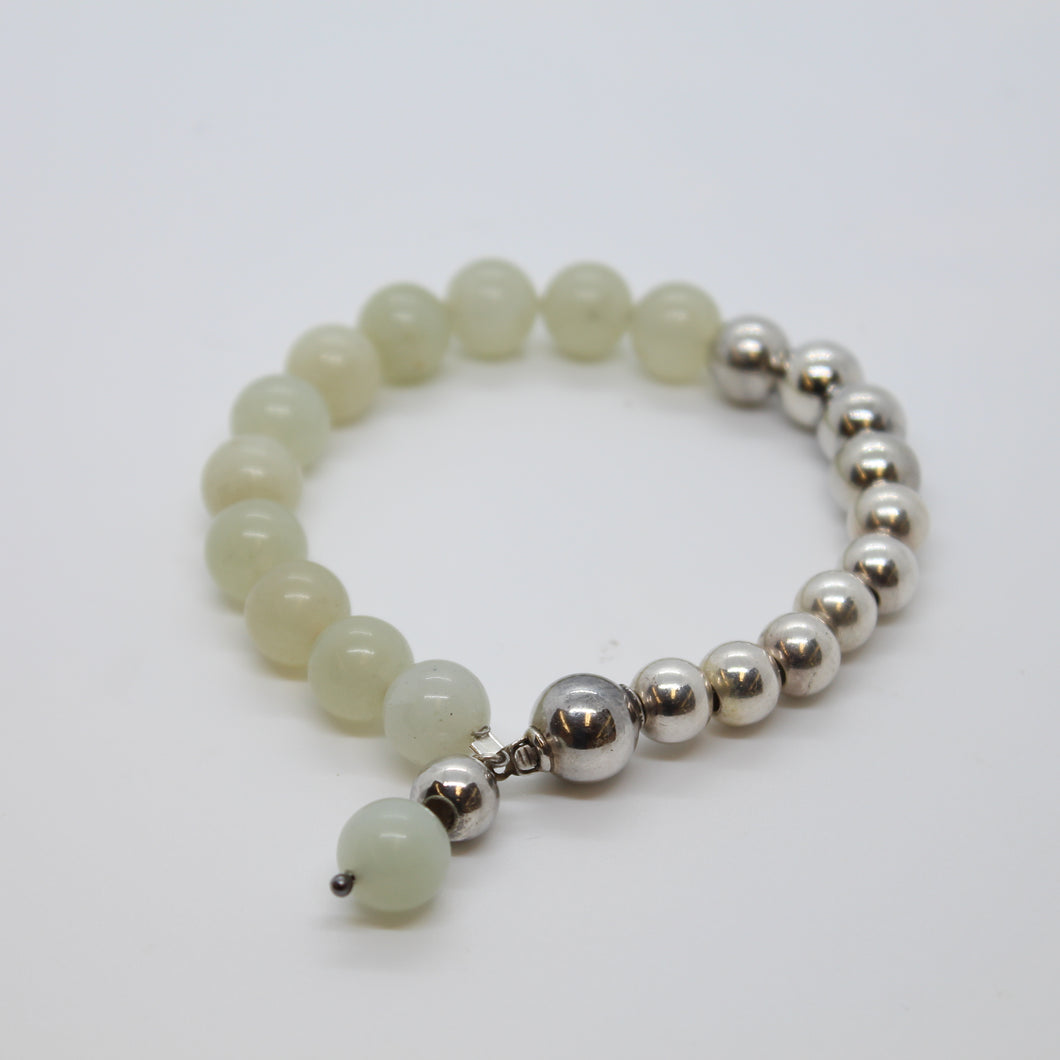 Bracelet, Sterling Silver and Pale Green Agate Combination #B209