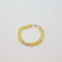 Load image into Gallery viewer, Bracelet, Sterling Silver, Pearl and Yellow Calcite,  Combination, #251
