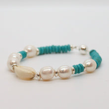 Load image into Gallery viewer, Bracelet, Sterling Silver, Pearl and Howlite Gemstone Combination, #B256
