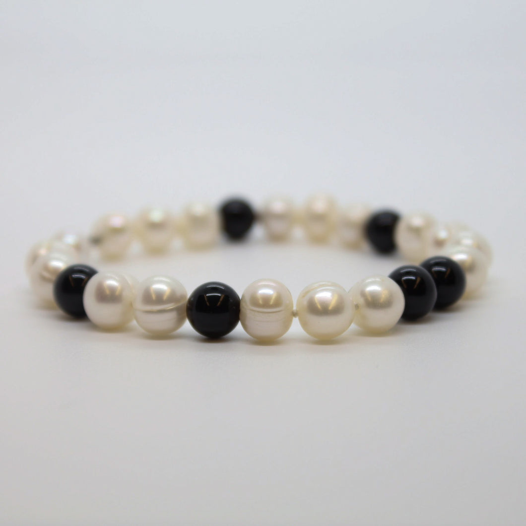 Pearl and Jet Combination Bracelet