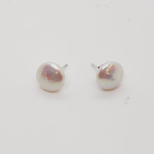 Load image into Gallery viewer, White Coin Pearl Stud Earrings E106 sold
