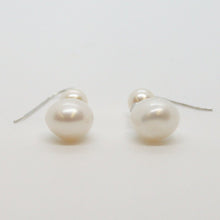 Load image into Gallery viewer, E Earrings, Double Drop, Pearl and Silver Earrings, #E134
