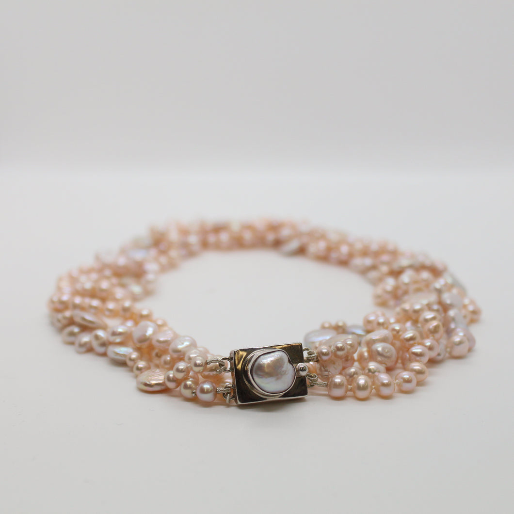 4 Strand Pink Pearl Necklace