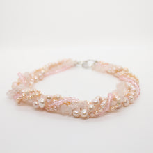 Load image into Gallery viewer, Pink Pearl, Crystal, and Rose Quartz 5 Strand Necklace
