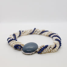 Load image into Gallery viewer, Necklace, Pearl and Lapis Lazuli 6 Strand Twist Necklace
