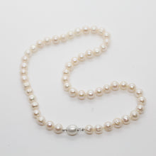 Load image into Gallery viewer, White Pearl Necklace with Pearl Clasp
