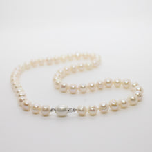 Load image into Gallery viewer, White Pearl Necklace with Pearl Clasp
