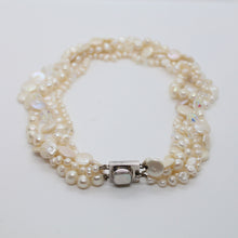 Load image into Gallery viewer, 4 Strand White Pearl and Crystal Necklace
