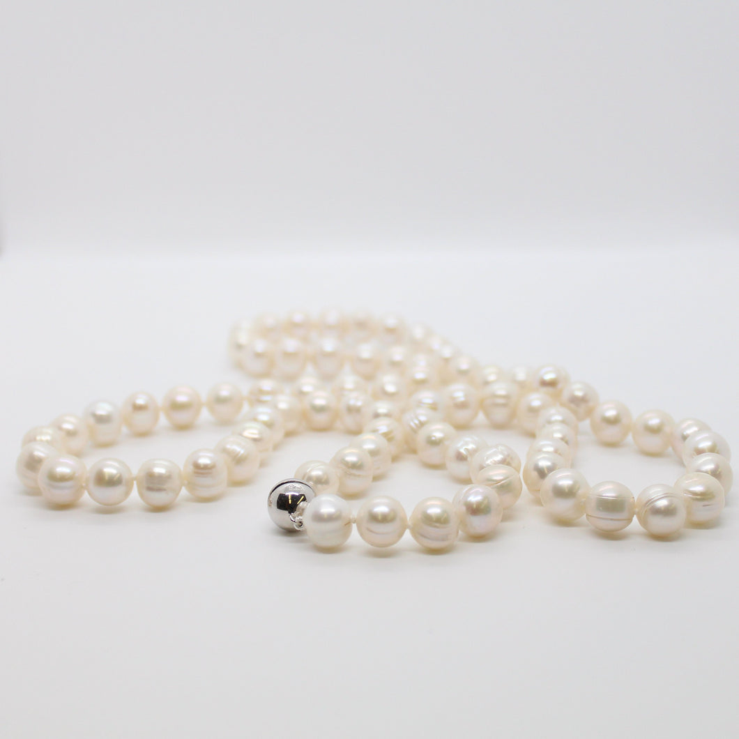 White Ringed Baroque Pearl Necklace