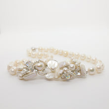 Load image into Gallery viewer, Freshwater White Ringed Baroque Pearl Necklace with Embellished Centre Piece
