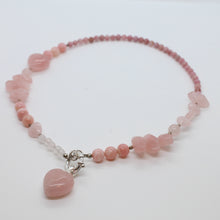 Load image into Gallery viewer, Necklace, Natural Gemstone and Silver, Rose Quartz Heart Drop,  Rose Quartz and Silver, #N215
