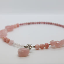 Load image into Gallery viewer, Necklace, Natural Gemstone and Silver, Rose Quartz Heart Drop,  Rose Quartz and Silver, #N215
