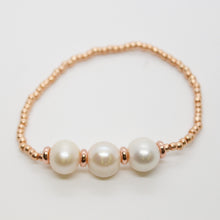 Load image into Gallery viewer, Sunshine Collection, Bracelet, Pearl and Sterling Rose Gold Glass Beads
