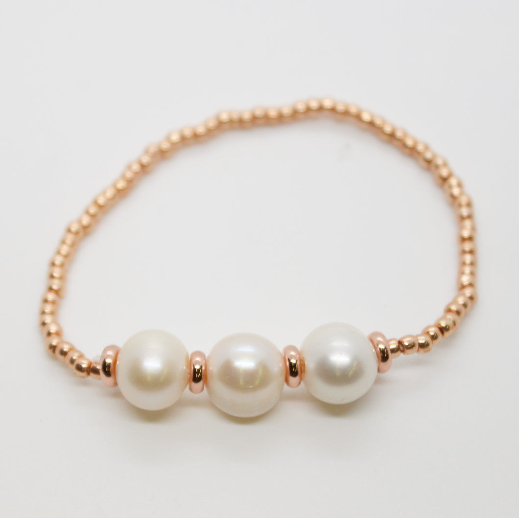 Sunshine Collection, Bracelet, Pearl and Sterling Rose Gold Glass Beads