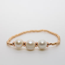 Load image into Gallery viewer, Sunshine Collection, Bracelet, Pearl and Sterling Rose Gold Glass Beads
