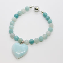 Load image into Gallery viewer, Sunshine Collection, Bracelet, Natural Amazonite with Heart Drop
