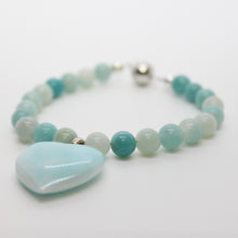 Load image into Gallery viewer, Sunshine Collection, Bracelet, Natural Amazonite with Heart Drop
