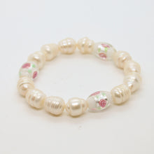 Load image into Gallery viewer, Sunshine Collection, Bracelet, 14mm Pearls with Glass Rose Beads
