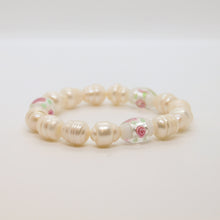 Load image into Gallery viewer, Sunshine Collection, Bracelet, 14mm Pearls with Glass Rose Beads
