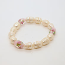 Load image into Gallery viewer, Sunshine Collection, Bracelet, 14mm Pearls with Glass Rose Beads
