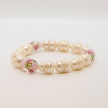 Load image into Gallery viewer, Sunshine Collection, Bracelet, 14mm Pearls with Glass Rose Beads
