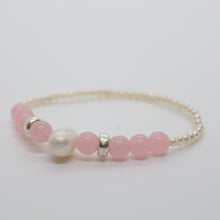 Load image into Gallery viewer, Sunshine Collection, Bracelet, Natural Freshwater White Pearls with Rose Quartz and Silver
