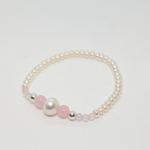 Load image into Gallery viewer, Sunshine Collection, Bracelet, Natural Freshwater White Pearls with Rose Quartz and Silver
