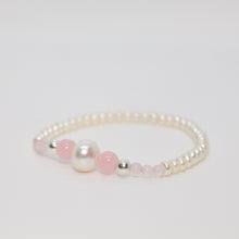 Load image into Gallery viewer, Sunshine Collection, Bracelet, Natural Freshwater White Pearls with Rose Quartz and Silver
