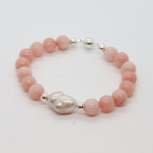 Load image into Gallery viewer, Sunshine Collection, Bracelet, Natural Freshwater Pale Pink Pearl Centrepiece, with Rose Beryl and Sterling Silver
