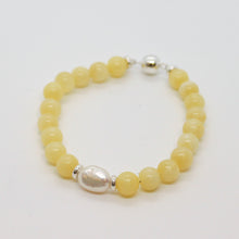 Load image into Gallery viewer, Sunshine Collection, Bracelet, Natural Freshwater White Pearl Centrepiece, with Yellow Calcite and Sterling Silver
