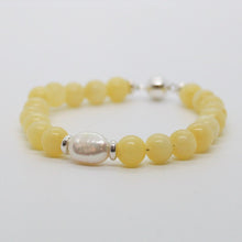 Load image into Gallery viewer, Sunshine Collection, Bracelet, Natural Freshwater White Pearl Centrepiece, with Yellow Calcite and Sterling Silver
