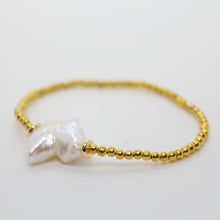 Load image into Gallery viewer, Sunshine Collection, Bracelet, Pearl and Yellow Gold Filled Beads
