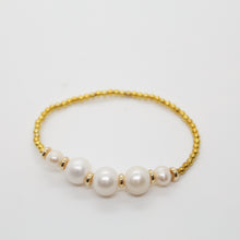 Load image into Gallery viewer, Sunshine Collection, Bracelet, Pearl and Yellow Gold Filled Beads
