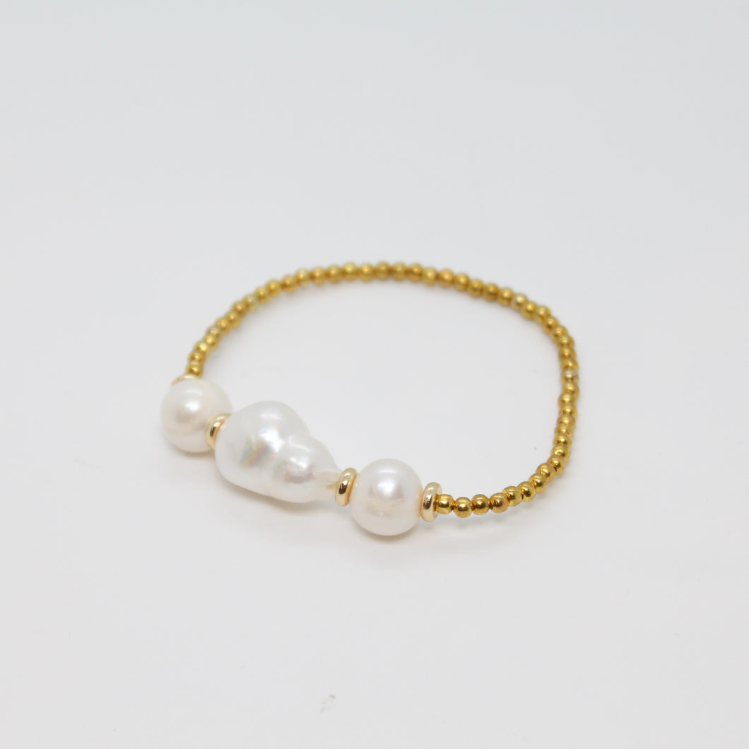 Sunshine Collection, Bracelet, Natural Freshwater White Pearls with Yellow Rolled Gold     Howlite-