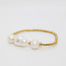 Load image into Gallery viewer, Sunshine Collection, Bracelet, Natural Freshwater White Pearls with Yellow Rolled Gold     Howlite-
