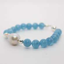 Load image into Gallery viewer, Sunshine Collection, Bracelet, Natural Freshwater White Pearl with Aquamarine Beads
