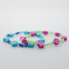 Load image into Gallery viewer, Sunshine Collection, Bracelet, Pale Mixed Colour 4mm Glass Beads with Flowers, Set of 2
