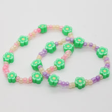 Load image into Gallery viewer, Sunshine Collection, Bracelet, Pale Mixed Colour 4mm Glass Beads with Flowers
